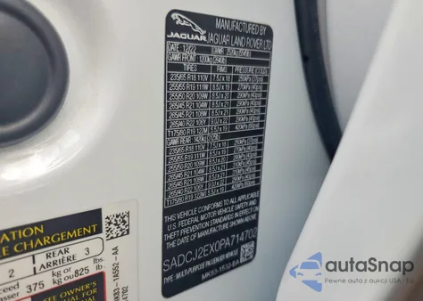 2023 Jaguar F-Pace S z USA, uszkodzony, nr VIN SADCJ2EX0PA714702